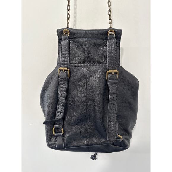 Frye Black Leather Backpack Gold Hardware main image 6